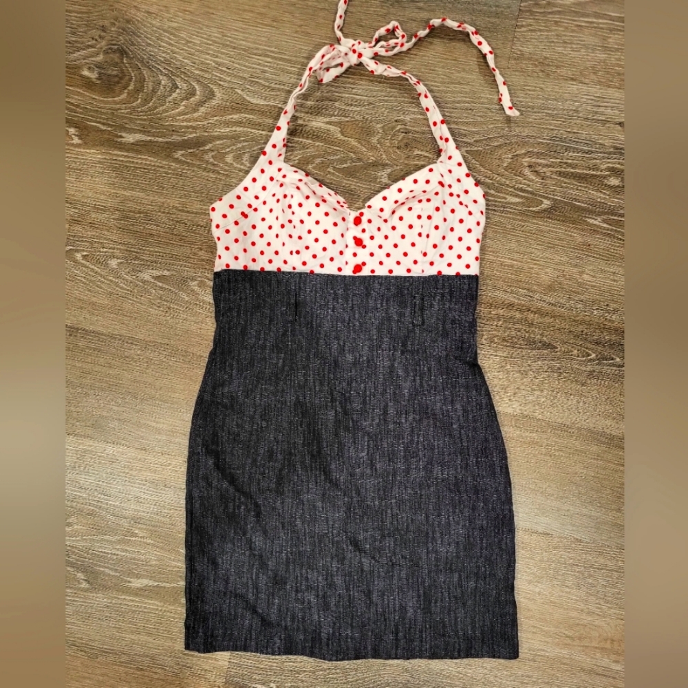 Papaya polka dot bodycon mini dress